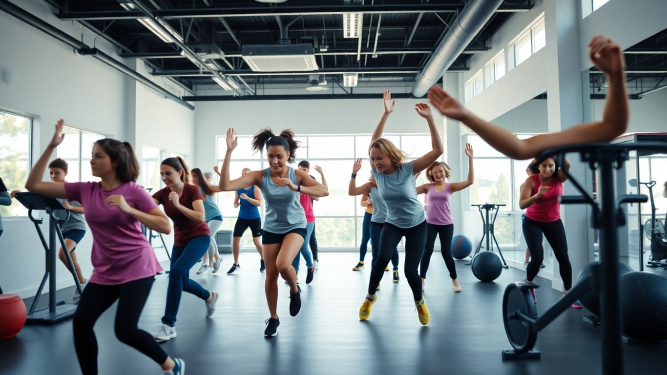 Schüler in energischer Fitness-Übung im Sportunterricht