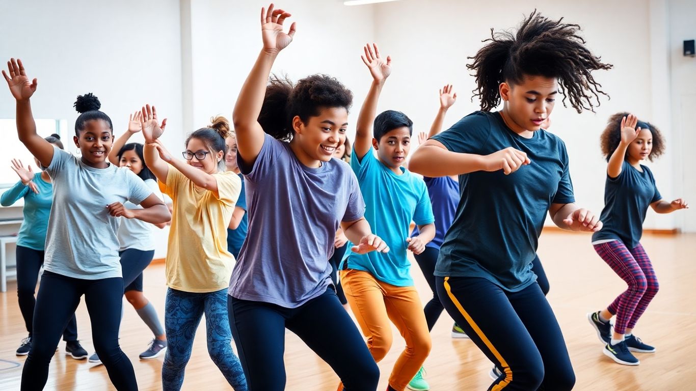 Schüler machen Übungen im modernen Sportunterricht