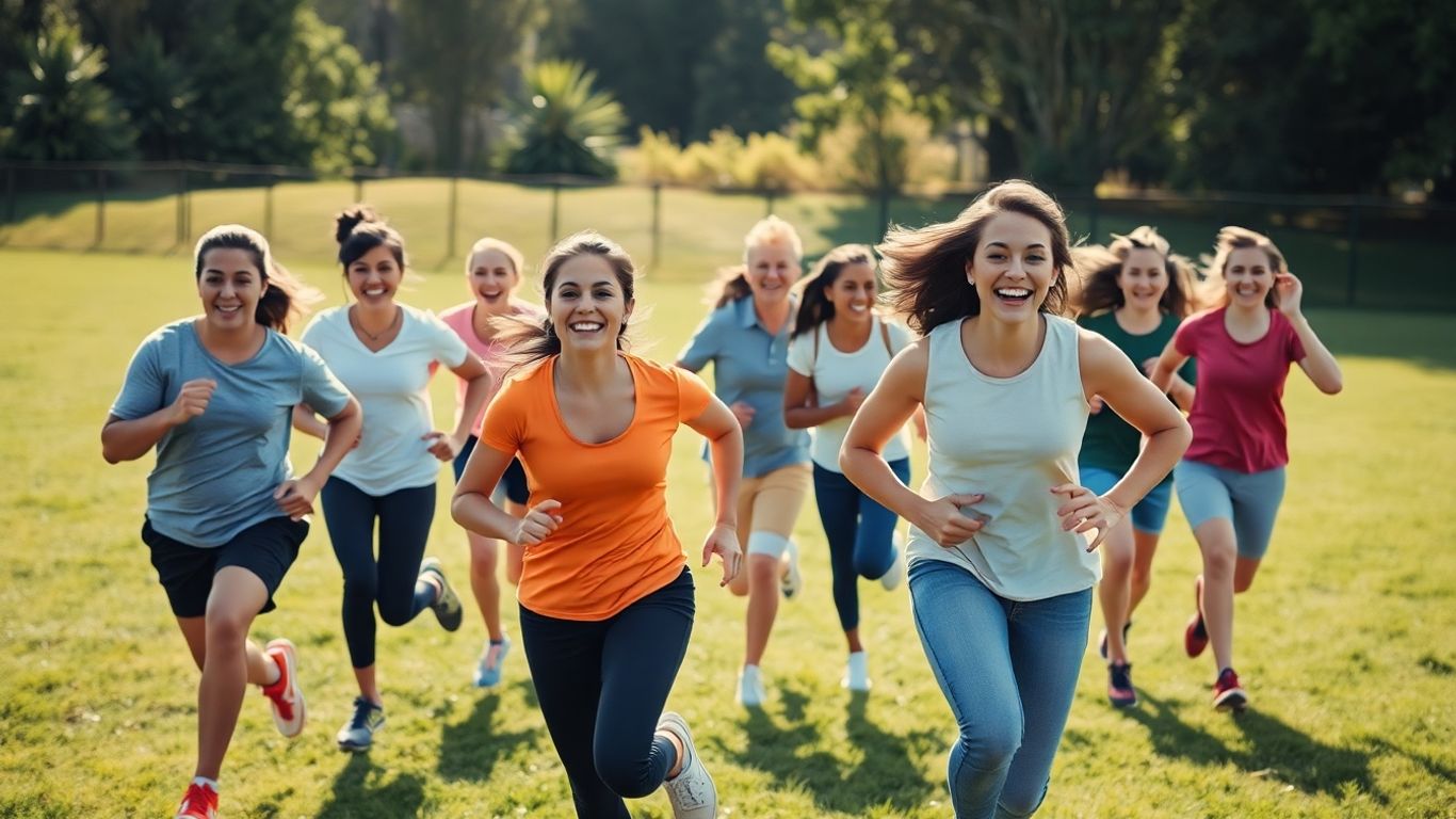 Menschen rennen in einem spannenden Laufspiel im Freien.